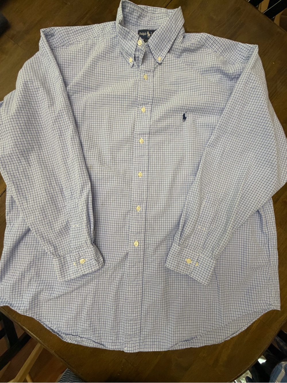 Vintage 90s Ralph Lauren Yarmouth Men’s XL Blue White Gingham Button Down